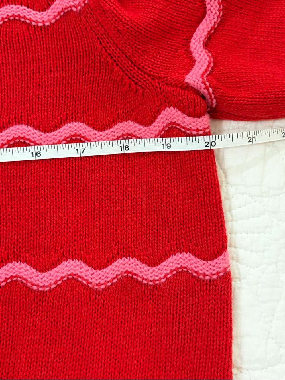NWT SZ L Marled Red Cardigan with Pink Wave Stripes - Picture 4 of 7
